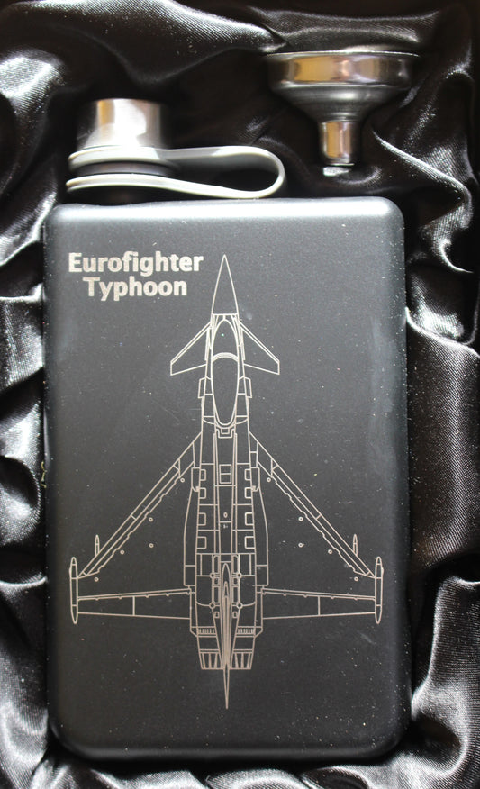 Eurofighter Typhoon  8 oz Black Hip Flask